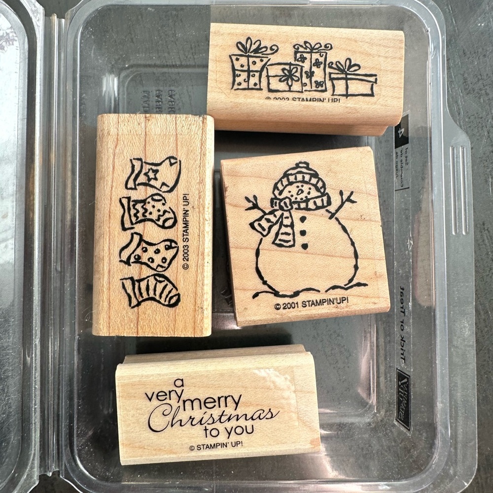 Stampin' Up! Christmas Rubber Stamps - Black on Wood